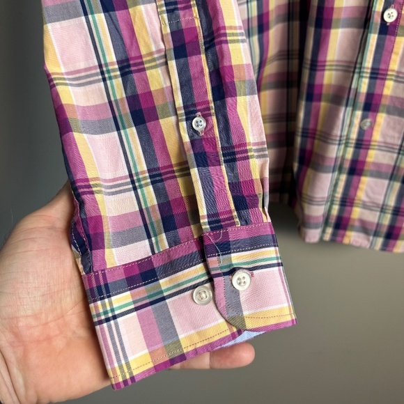 Banana Republic‎ LUXE Stretch Poplin Men's Button Up Shirt Multicolor Plaid XL - Picture 3 of 12